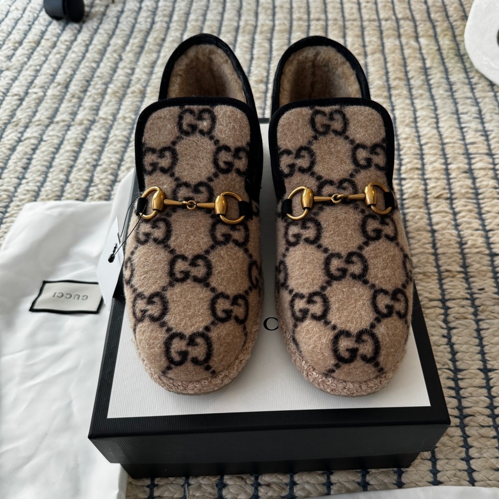 Gucci Fria Horsebit GG Logo Espadrilles Loafers